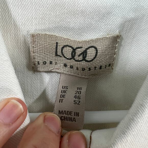 LOGO by Lori Goldstein 3/4 Sleeve Denim Jacket White Size Reg 16 - Picture 3 of 10